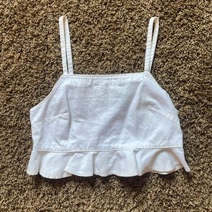 Denim ruffle crop tank